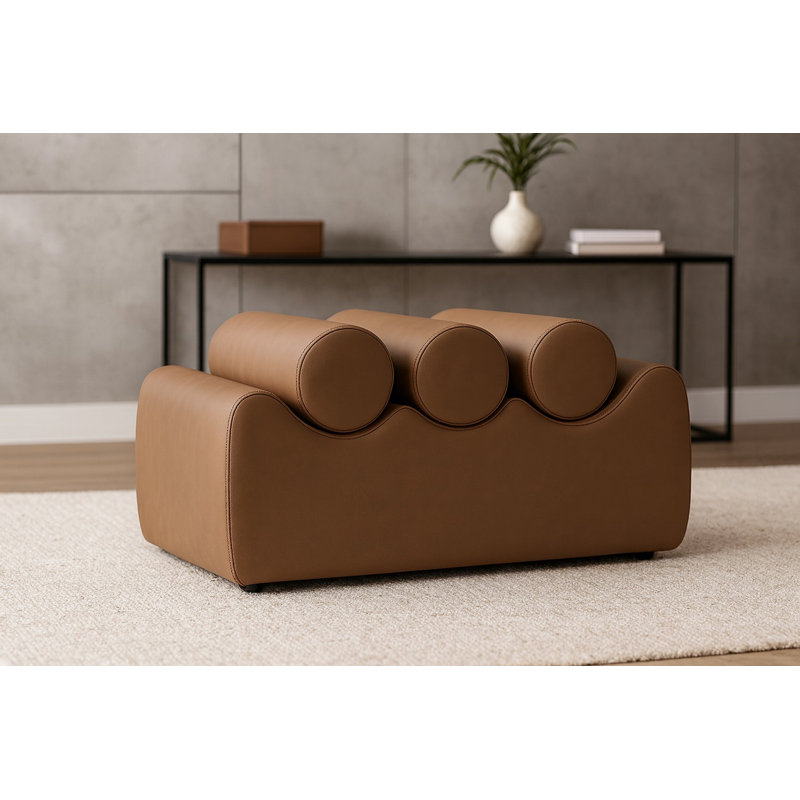 Banc en cuir Rumble Vegan, Cuir brun végétalien, H 16,5 po x l 32 po x P 22 po