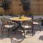 Adero Rope Weave 6 Seat Round Fixed Dining Set / Sandstone