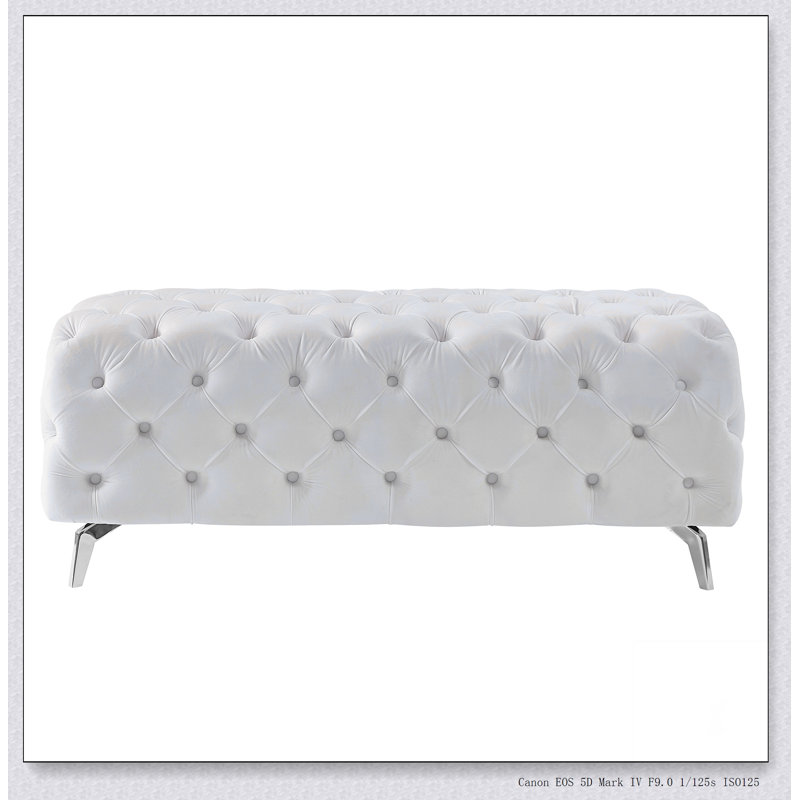 Banc avec repose-pieds capitonné, repose-pieds en velours