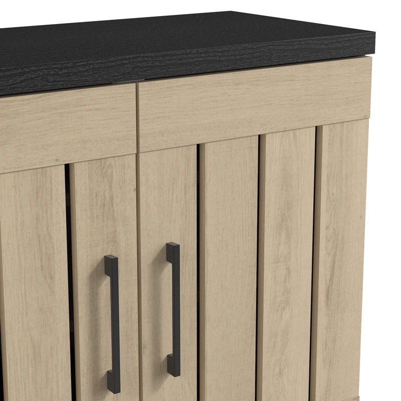 Banos Transitional 24 Pair Shoe Storage Set, Black Oak/Oslo Oak