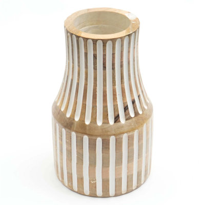 Vase en bois de manguier fabriqué à la main Karambo pour salon, plateau de table - grain unique, courbes élégantes, décor polyvalent