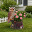 Chouette assise avec tronc d'arbre jardinière - Figurine rustique en polyrésine hibou et pot de fleurs pour décoration intérieure et extérieure
