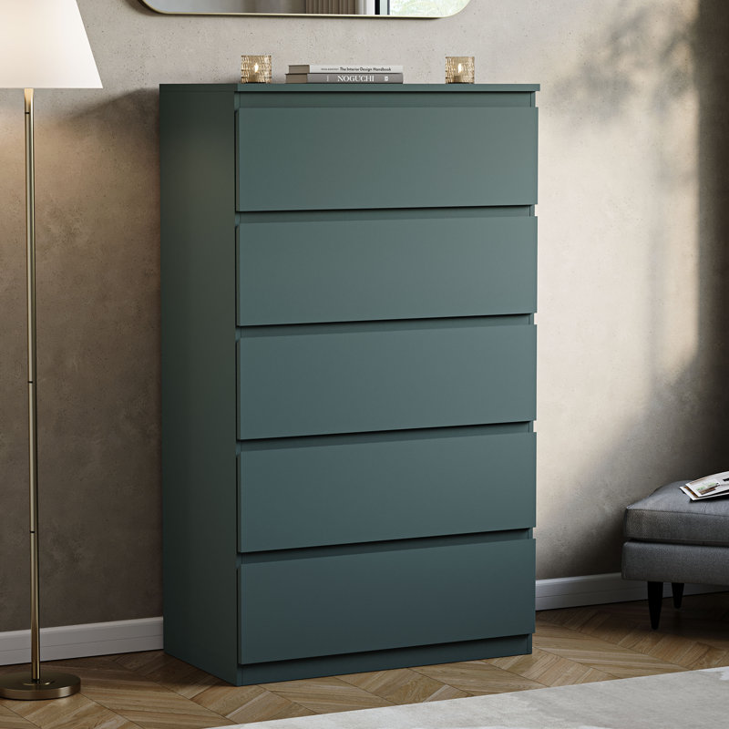 Cunha 70cm W 5 - Drawer Chest of Drawers, Green