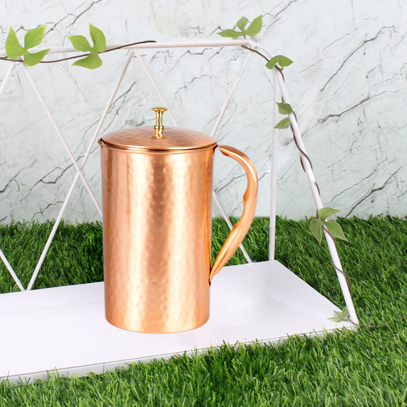 Elcobre Premium Pure Hammered Copper Jug With Lid - 1.2L