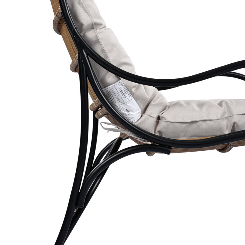 Fierro 3-Piece Wicker Conversation Set With Cushions, Black+Natural
