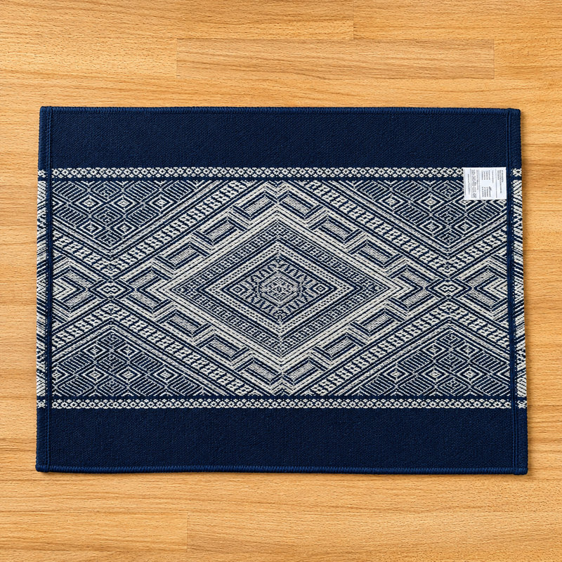 Mélange de coton géométrique tissé à losanges l 14 po x L 19 po, ensemble de 4, Marine