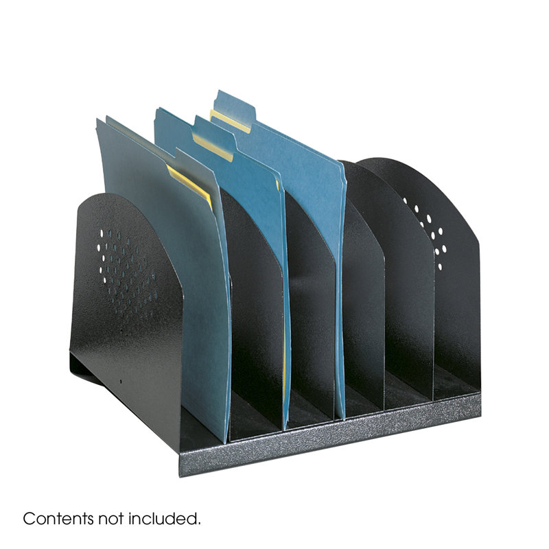 Contemporary Black Steel 6-Compartment Desk Organizer