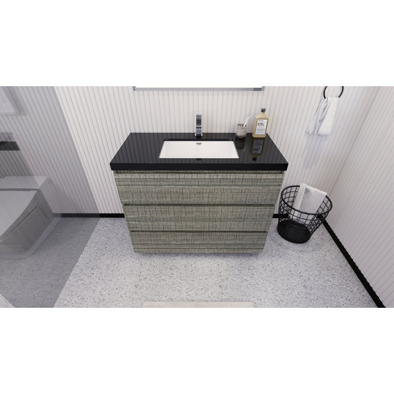 Base de meuble-lavabo Reyes, Gris cendre ultrabrillant