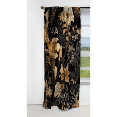 Malkeet - Rideau à feuilles - Rideau occultant à motif floral - 1 panneau