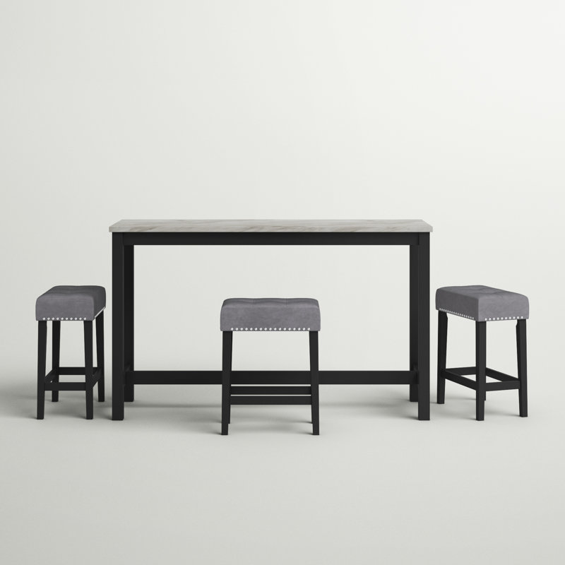 Ebeling 3 - Person Wood Four Leg Dining Set, Gray