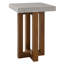 Table de bout en keven, plateau en faux béton et finition noyer