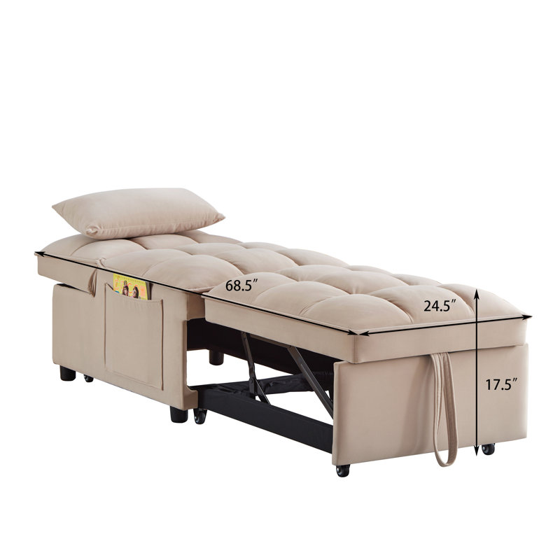 Chaise longue capitonnée sans accoudoirs Accent, Velours kaki