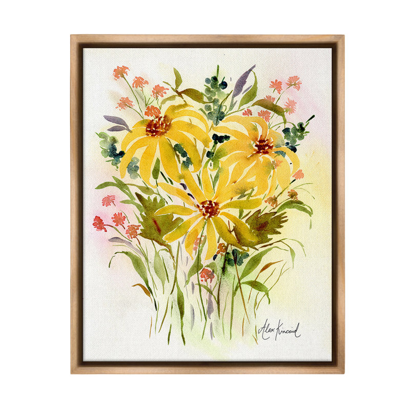 «Abstract Daisy Bunches Floater Frame» par Alexandria Gilbert Kincaid sur toile, Cadre flottant orme Montalcino