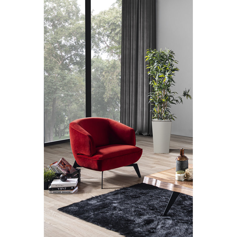 Fauteuil 28 po en velours, Rouge