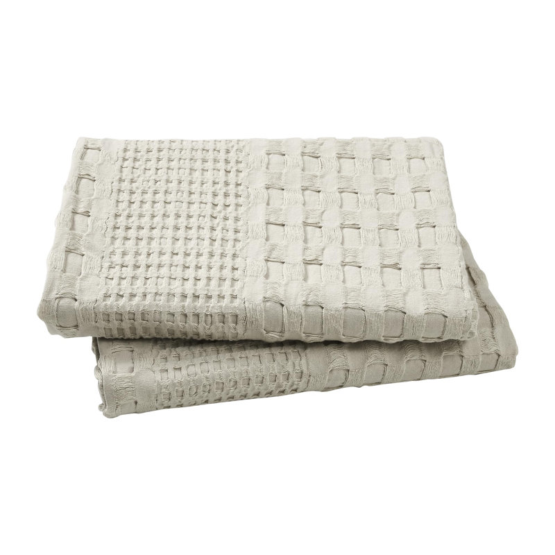 Waffle Weave Olive Green Cotton Queen Sham Set of 2, Tan, King