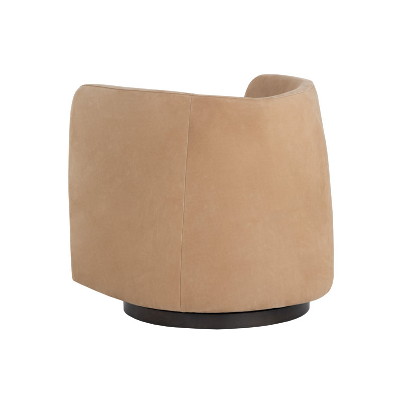 Swivel Lounge Chair, Tan Leather