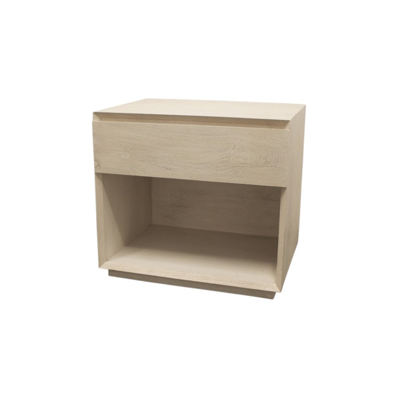 24" Natural Solid Wood One Drawer Nightstand