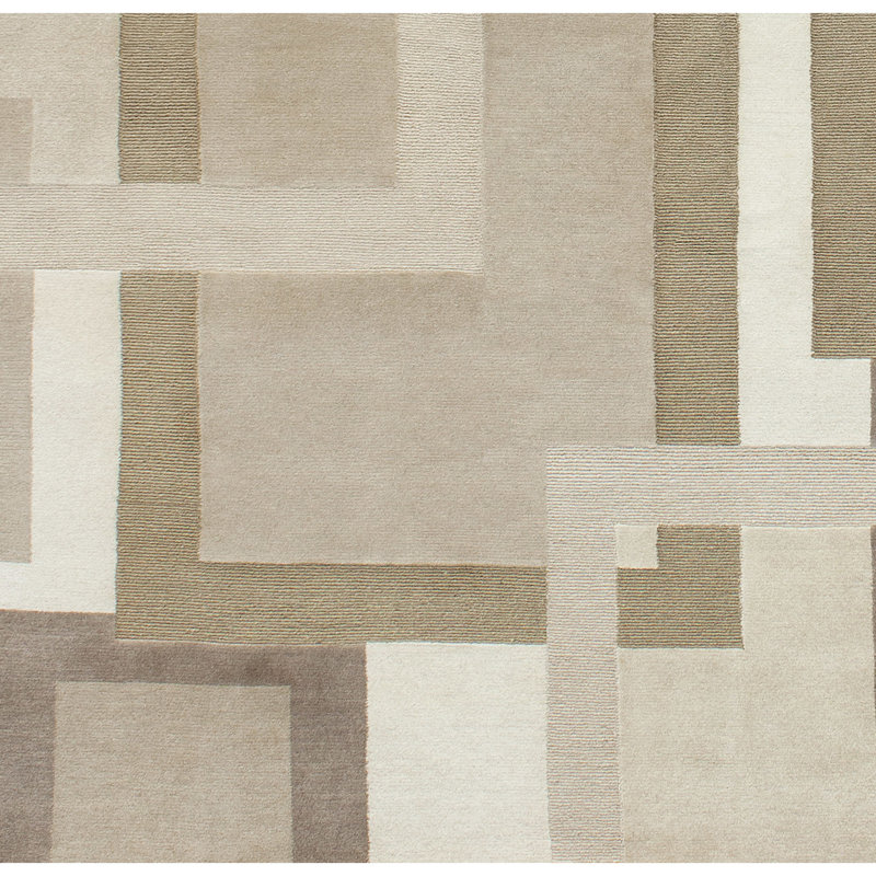 Geometric Area Rug in Cream/Brown, Rectangle 8' x 10'