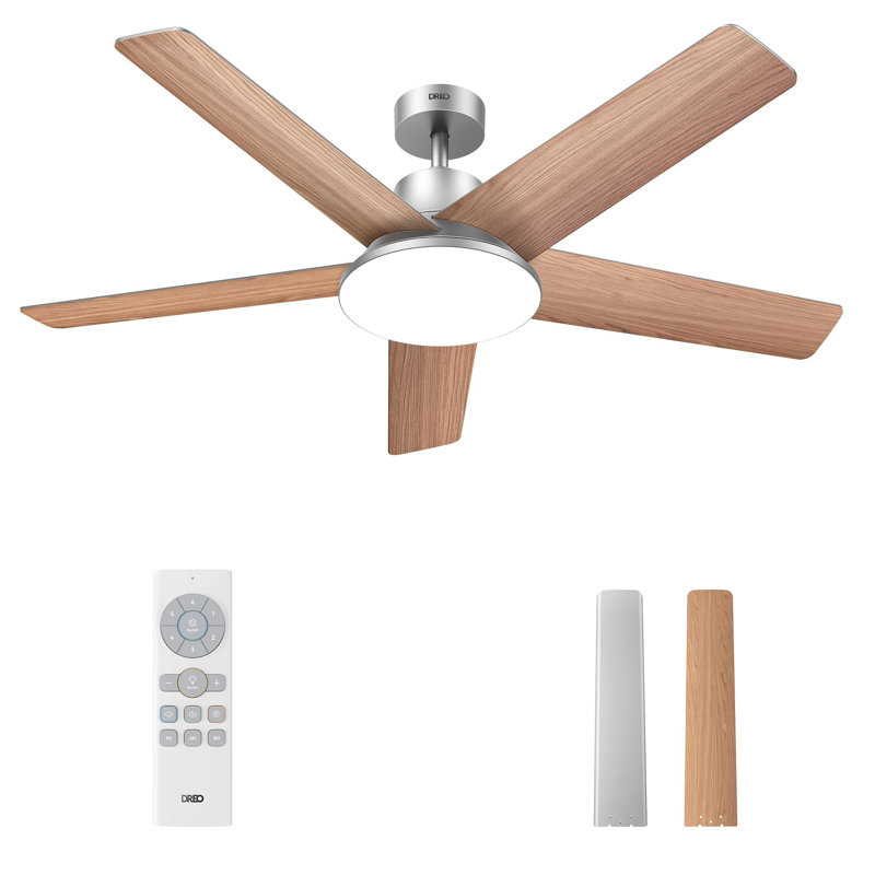 52 inch Ceiling Fan with Light and Remote Control, Silver