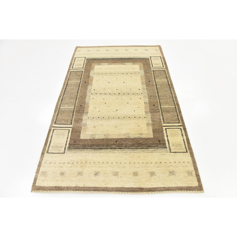 Tapis de surface en laine 3 pi 10 po x 6 pi 2 po one-of-kind noué la crème Didcot