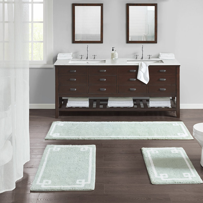 100% Cotton Medium Pile Tufted Bath Rug, Teal, Single - 30" L x 20" W