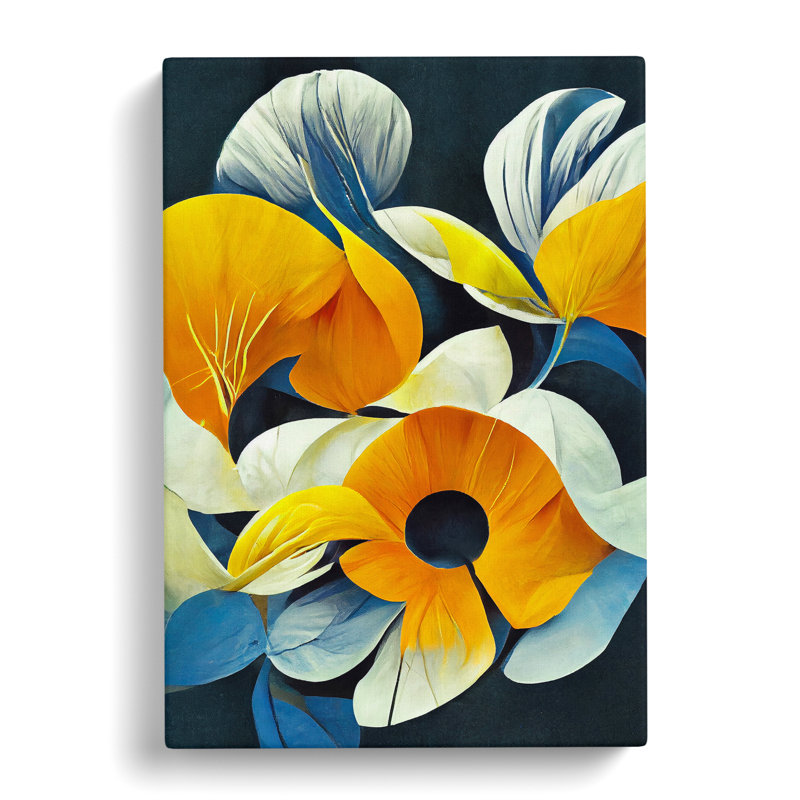 Floral Abstract Art No.3 - Wrapped Canvas Print, 60cm H x 40cm W