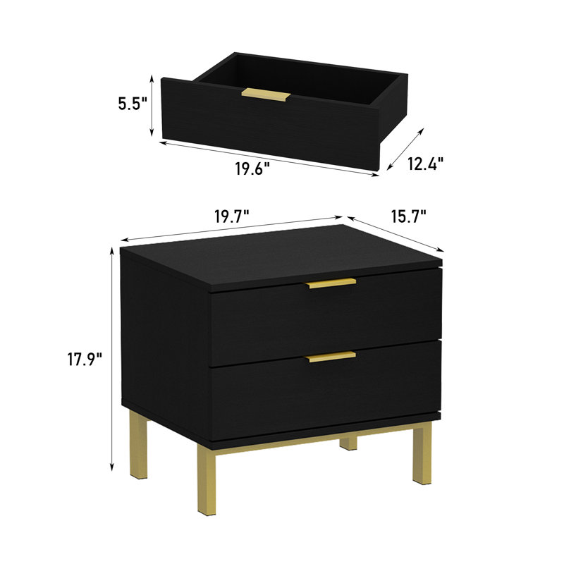 Juanice 19.7'' W Nightstand, Black
