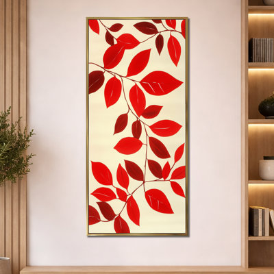 Rouge, rouge, rouge, feuilles douces, brise douce III - Nature, impressions sur toile, art mural encadré paisible