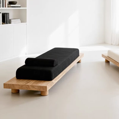 Banc rembourré en bois massif noir