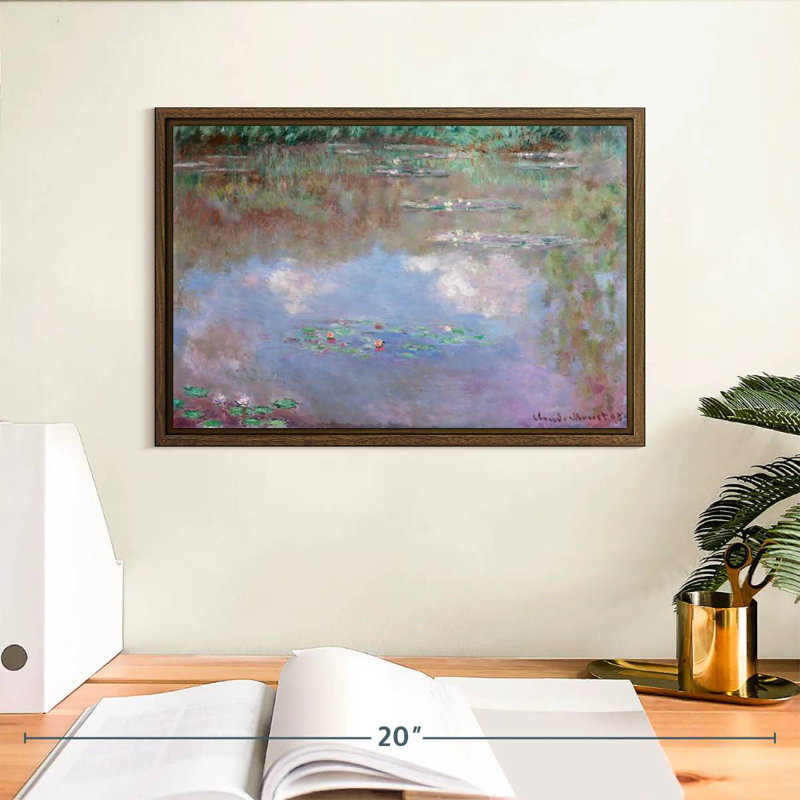Nymphéas, nuages, 1903, 13 po x 9 po, Cadre flottant noyer