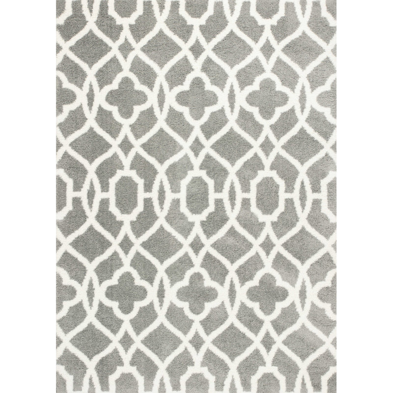 Tapis gris / ivoire tissé à la machine Harry-George, Rectangle 5 pi 3 po x 7 pi 7 po