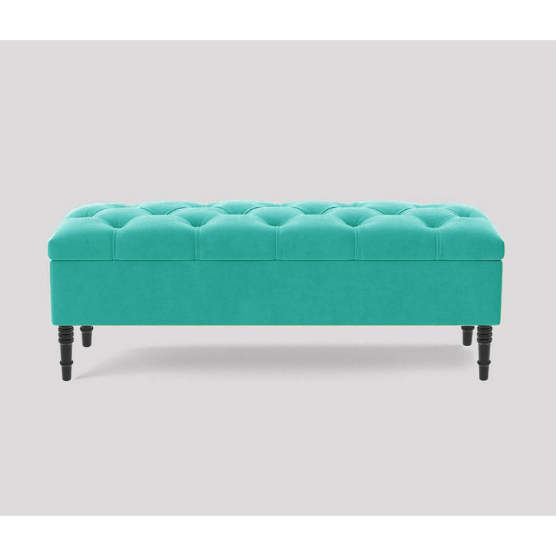 Storage Bench, Teal Plush Velvet