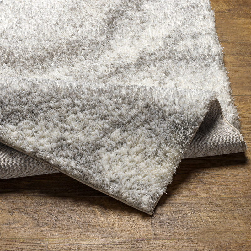 Tapis gris tissé à la machine Autherine, Rectangle 6 pi 7 po x 9 pi