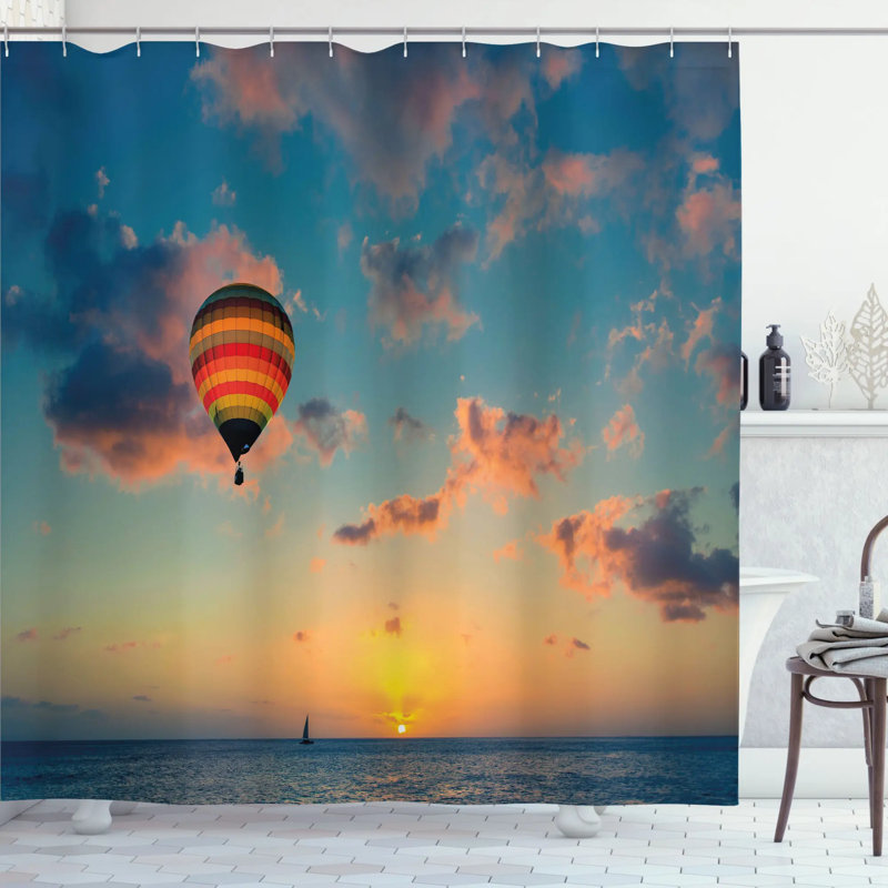 Ensemble de rideau de douche coucher de soleil et crochets, H 84 po x l 69 po