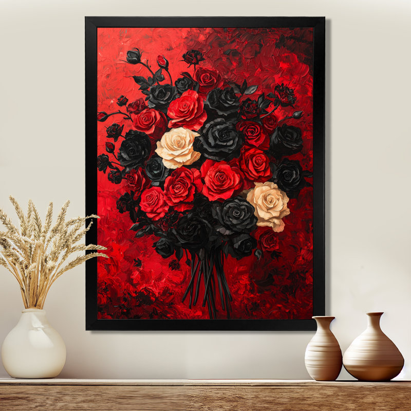Sindy - Floral Canvas Prints, 44" H x 34" W, Black, Reproduction encadrée d'une seule photo