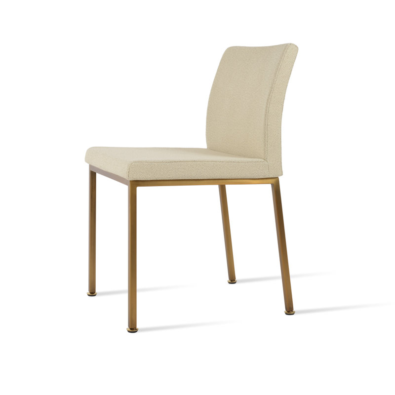 Aria Metal Side Chair in Wool, Chrome, Wool Mocha