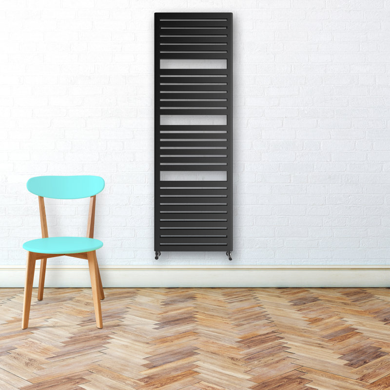 Salisbury Heated Towel Rail, Black, 136cm H x 30cm W x 7.2cm D
