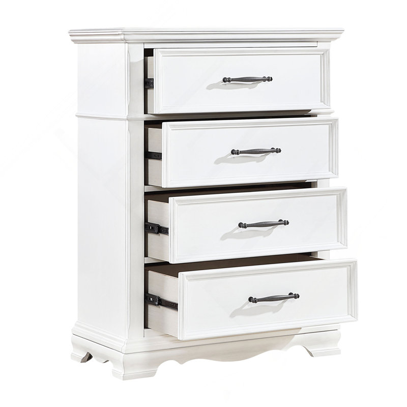Élégante armoire de rangement à 4 tiroirs en bois massif pour chambre à coucher à 1 tiroir