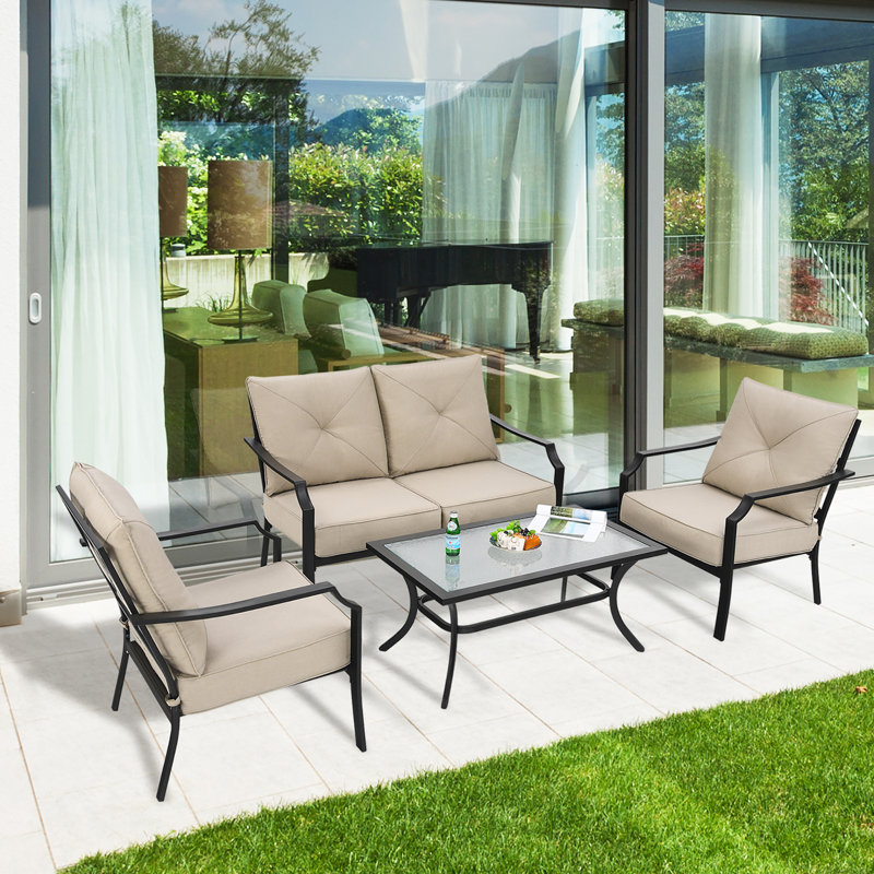 4 - Person Patio Conversation Set with Cushions