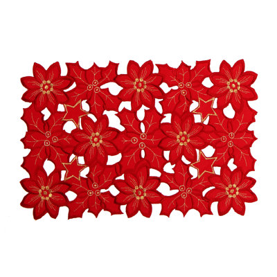 Joy Poinsettia Christmas Placemat Set of 4