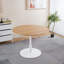Table de salle à manger 42,1 po de style Mid-Century pour 4 à 6 personnes avec plateau rond en MDF, table de salle à manger à piédestal et table basse de loisirs-1457134786
