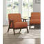 Chaise d'appoint rembourrée en tissu moderne avec dossier et siège rembourrés, finition noyer, structure en bois d'hévéa massif, parfaite pour la décoration intérieure