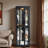 Lighted Glass Curio Display Cabinet With Led Light And Adjustable Shelves