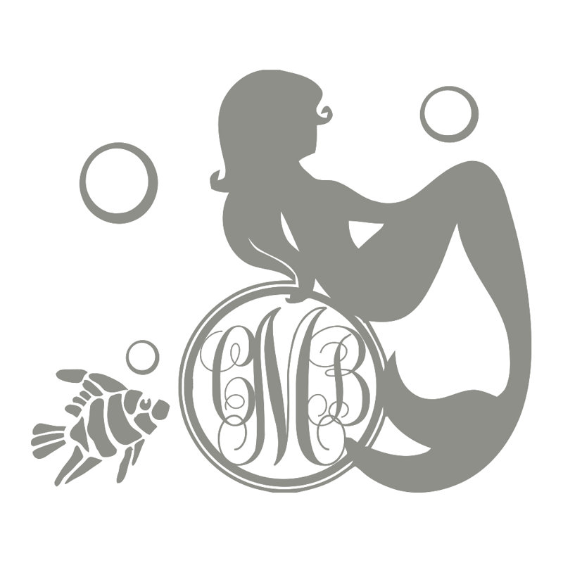 Décalcomanie murale chambre de bébé sirène, Gris argenté
