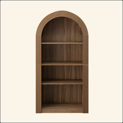 Bibliothèque arquée à 4 niveaux avec tablette de rangement ouverte pour salle à manger, salon et chambre à coucher