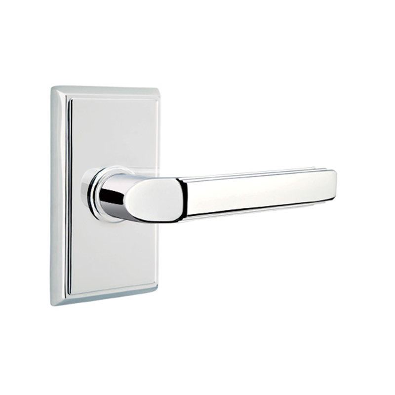 Levier de porte avec rosette Milano, Droite, Nickel satiné par Bright Chrome