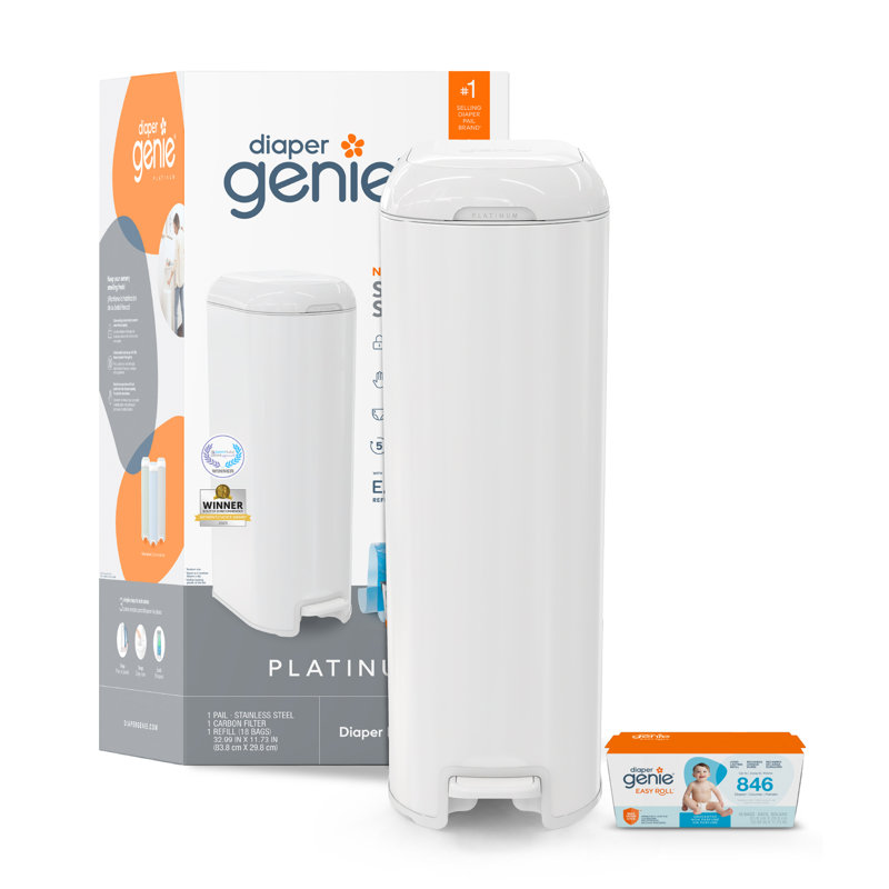 Diaper Genie Platinum Pail, Lily White