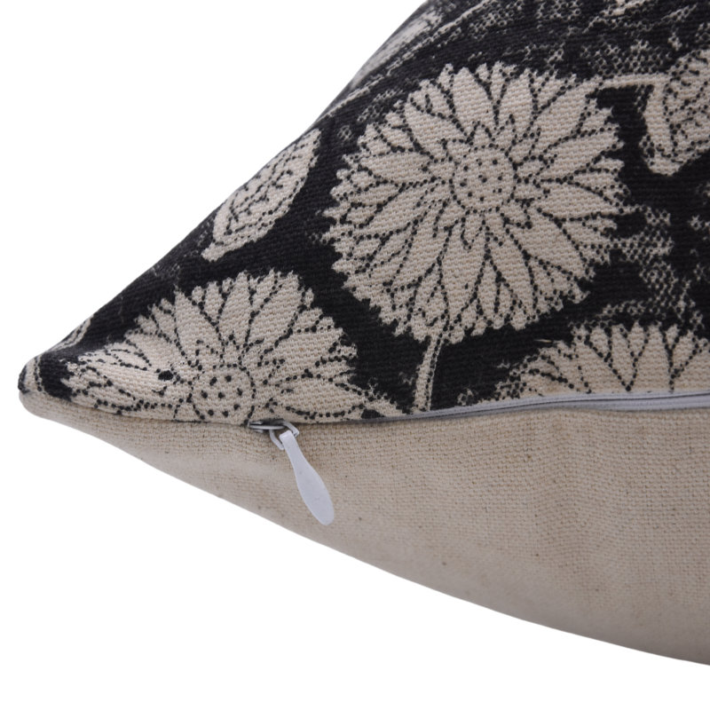 Coussin en tissu naturel noir pour canapé, canapé et lit Fab Fabine Sudrsan Jaal Boho, 14 po x 20 po