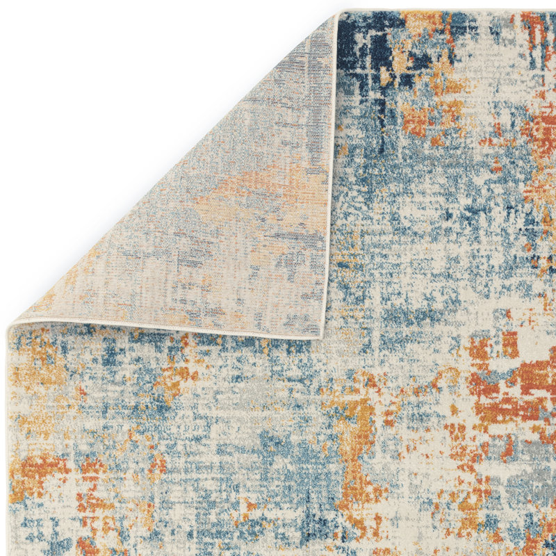 Glosco Abstract Orange/Blue Area Rug, Rectangle 120 x 170cm