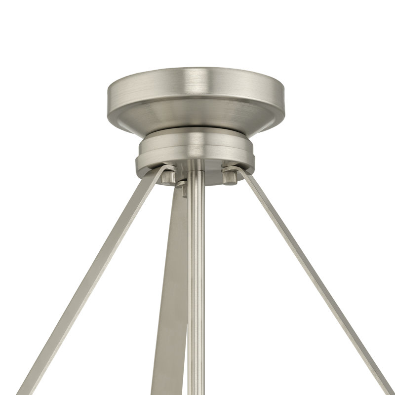 Luminaire suspendu convertible avec verre Lieon, H 16 po x l 15 po x P 15 po, Nickel brossé, Deux lumières